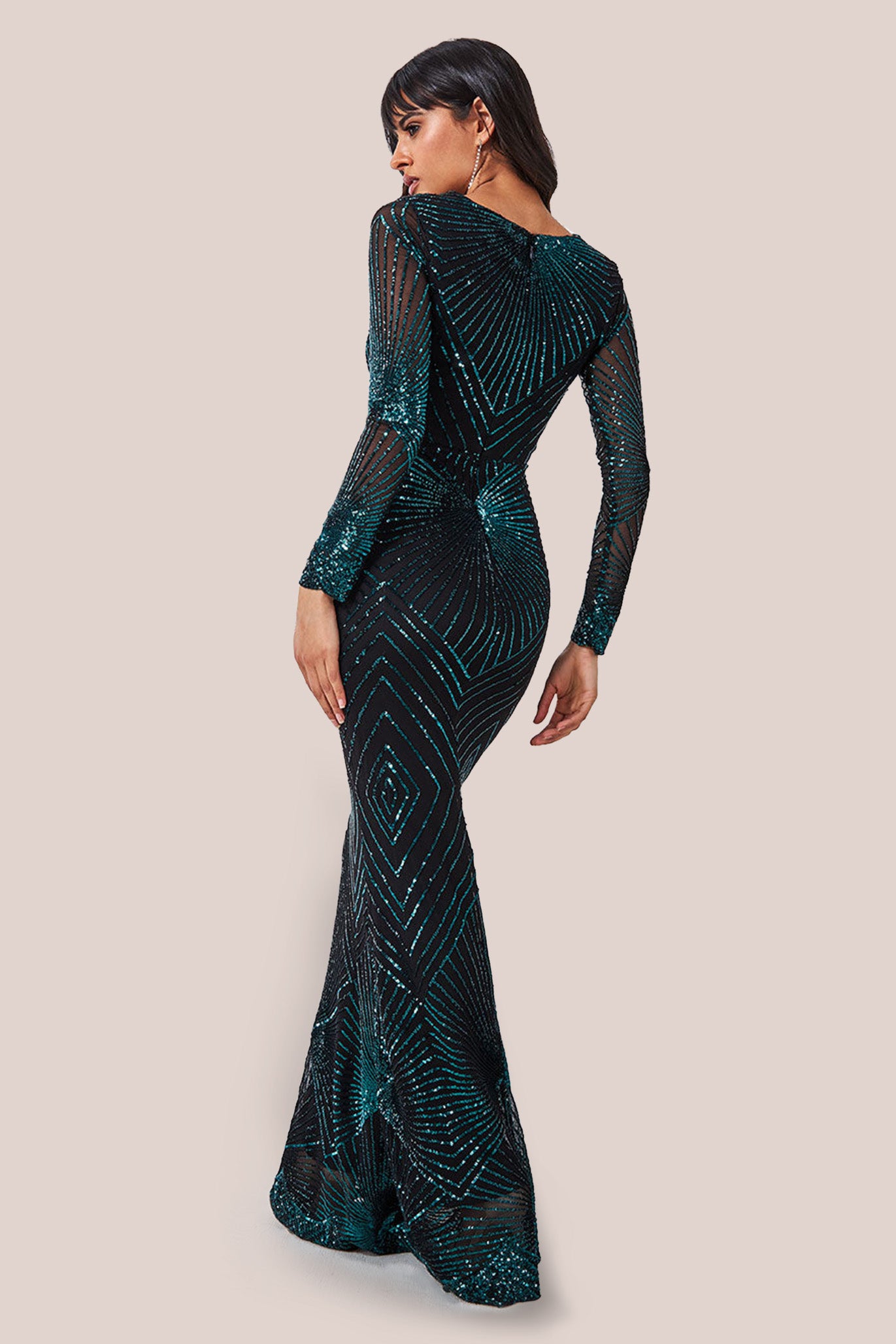 Starburst Effect Maxi Dress - Emerald DR1824