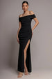 Off The Shoulder Maxi Dress With Split - Black by Goddiva