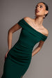 Off The Shoulder Maxi Dress With Split - Emerald Green by Goddiva