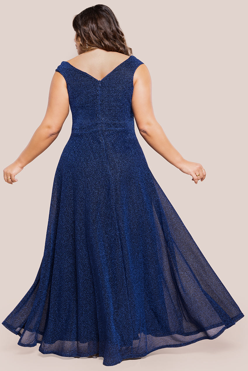 Crossover Lurex Glitter Maxi Dress - Navy DR1886P