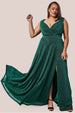 Goddiva Plus Crossover Lurex Glitter Maxi Dress - Emerald