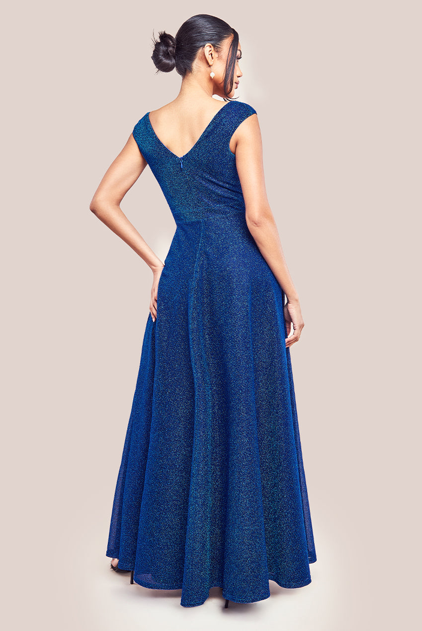 Crossover Lurex Glitter Maxi Dress - Royal Blue DR1886