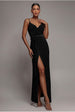 Wrap Front Maxi Slip Dress With Waist Tie-Up - Black by City Goddess