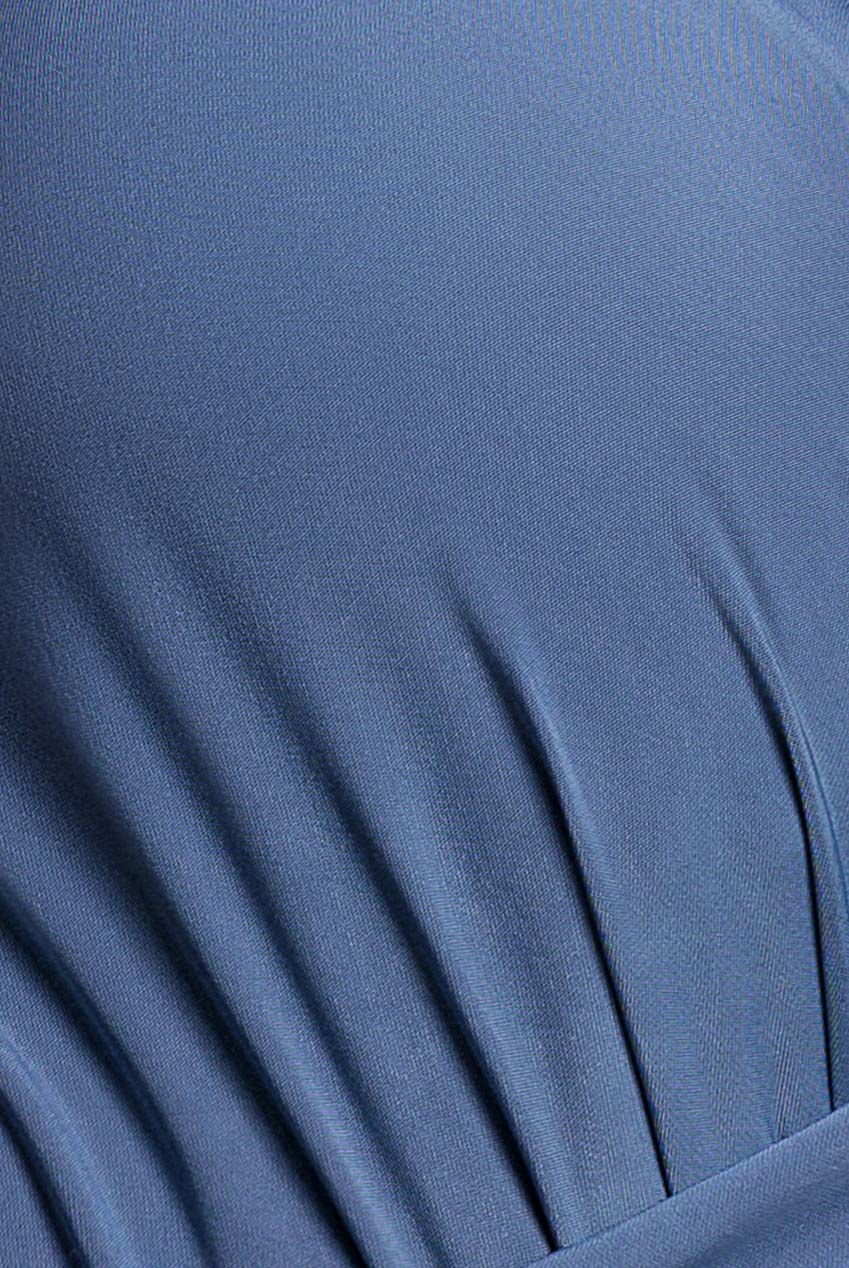 Wrap Front Maxi Slip Dress With Waist Tie-Up - Cloudy Blue DR2250C