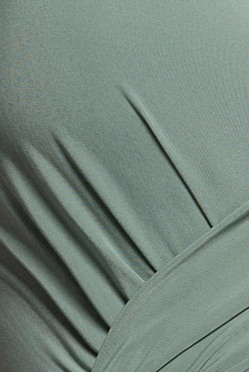 Wrap Front Maxi Slip Dress With Waist Tie-Up - Dark Sage DR2250C