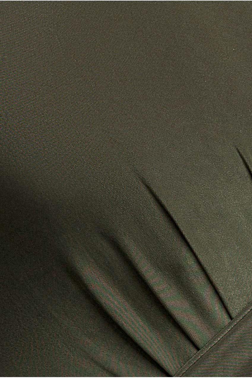 Wrap Front Maxi Slip Dress With Waist Tie-Up - Olive Green DR2250C