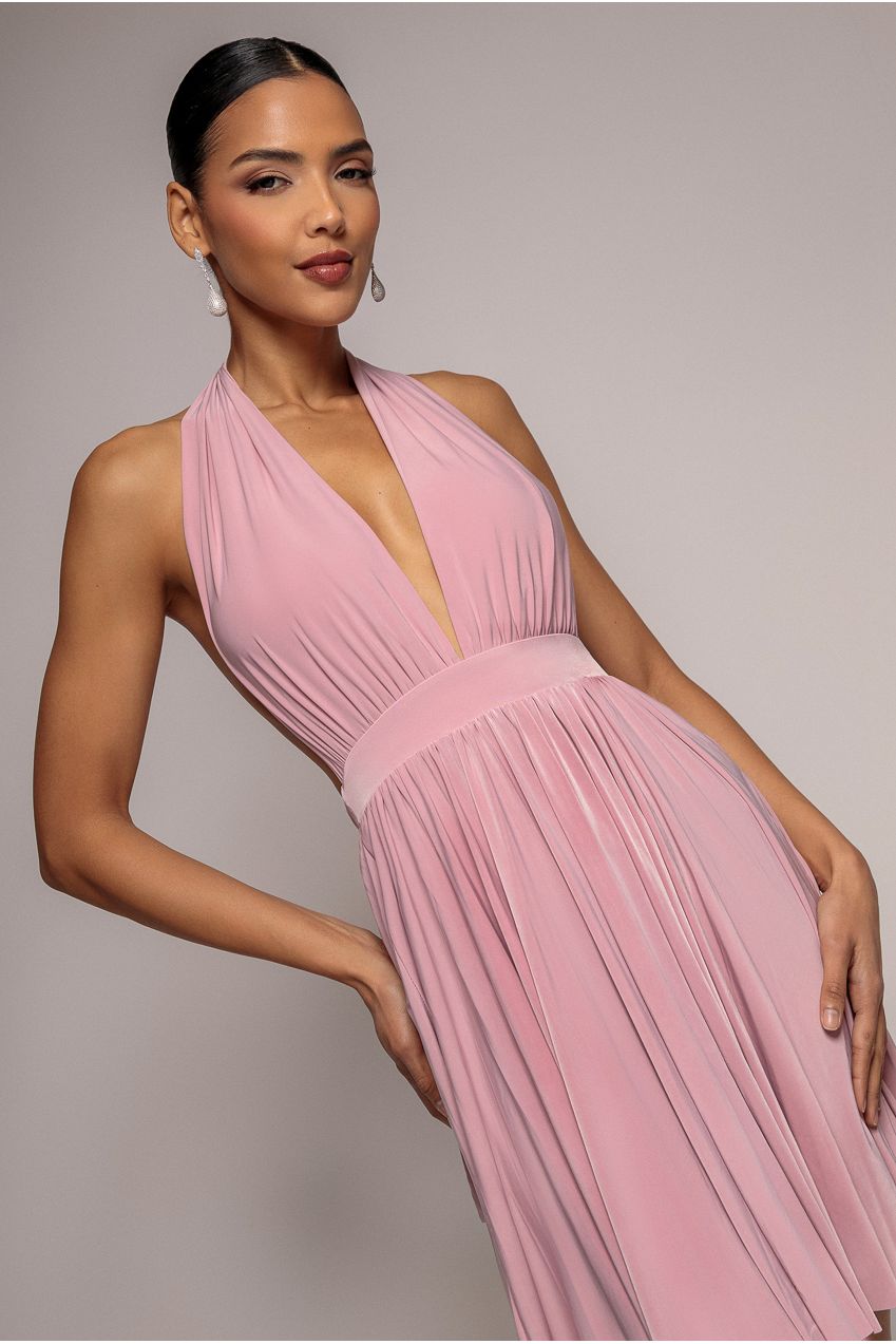 Soft Touch Multiway Skater Mini Dress - Dusty Pink DR2362