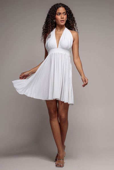 White - Soft Touch Multiway Skater Mini Dress - White by Goddiva