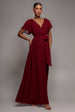 Sustainable Chiffon Flutter Sleeve Wrap Maxi Dress - Berry by Goddiva