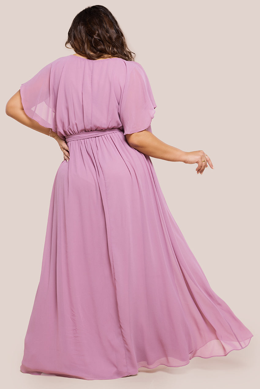 Flutter Sleeve Wrap Maxi Dress - Lavender DR2486P