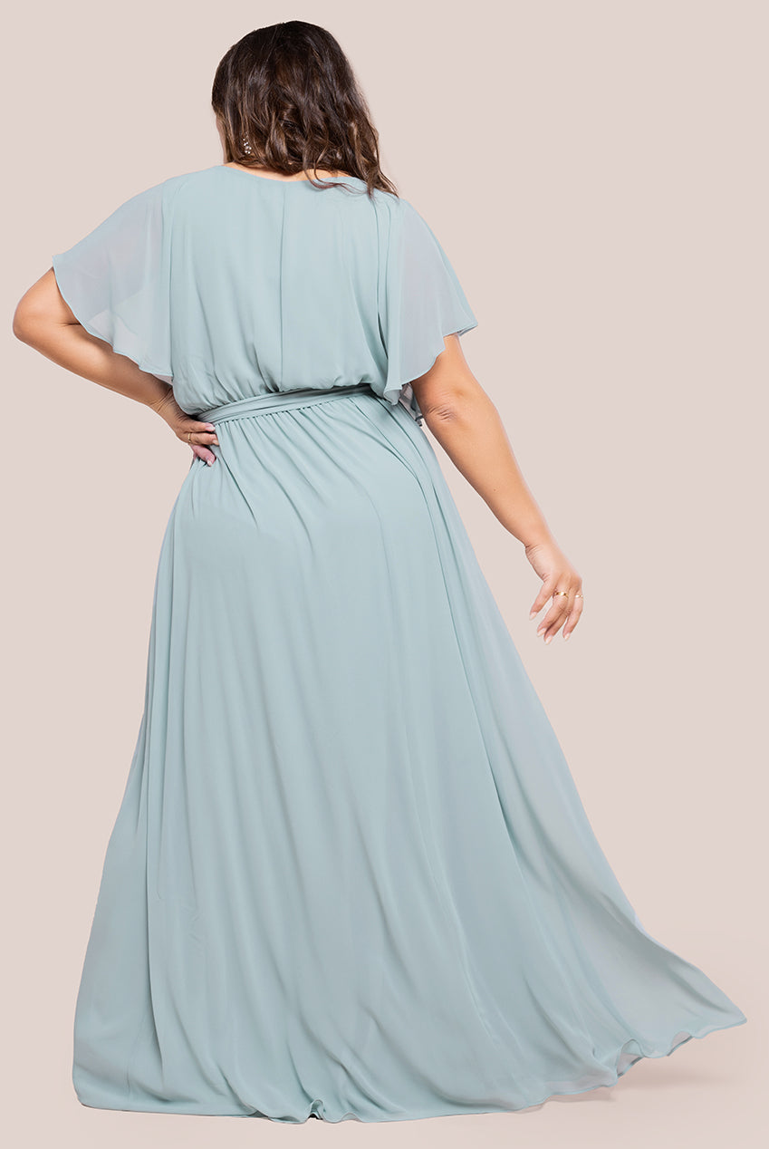 Flutter Sleeve Wrap Maxi Dress - Sage Green DR2486P