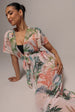 Palm Print Flutter Sleeve Kimono Maxi Dress - Palm Print by Goddiva