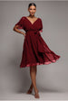 Chiffon Flutter Sleeve Wrap Midi Dress - Berry by Goddiva