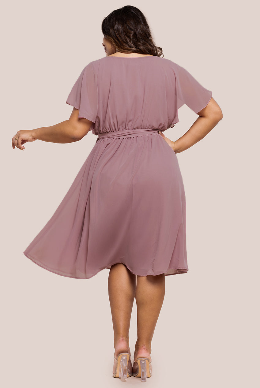 Flutter Sleeve Wrap Midi Dress - Lavender DR2555P