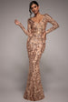 Embroidered Sequin & Mesh Maxi Dress - Champagne by Goddiva