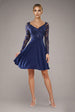 Off The Shoulder Lace Skater Mini Dress - Navy Blue by Goddiva