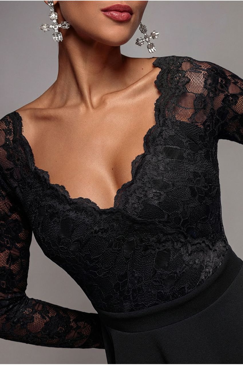 Off The Shoulder Lace Skater Mini Dress - Black DR2563C