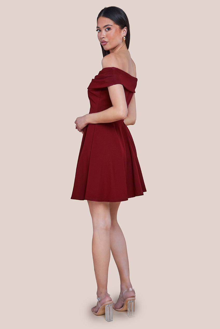 Bardot Scuba Crepe Skater Mini Dress - Red DR2575A