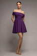 Bardot Scuba Crepe Skater Mini Dress - Purple by Goddiva