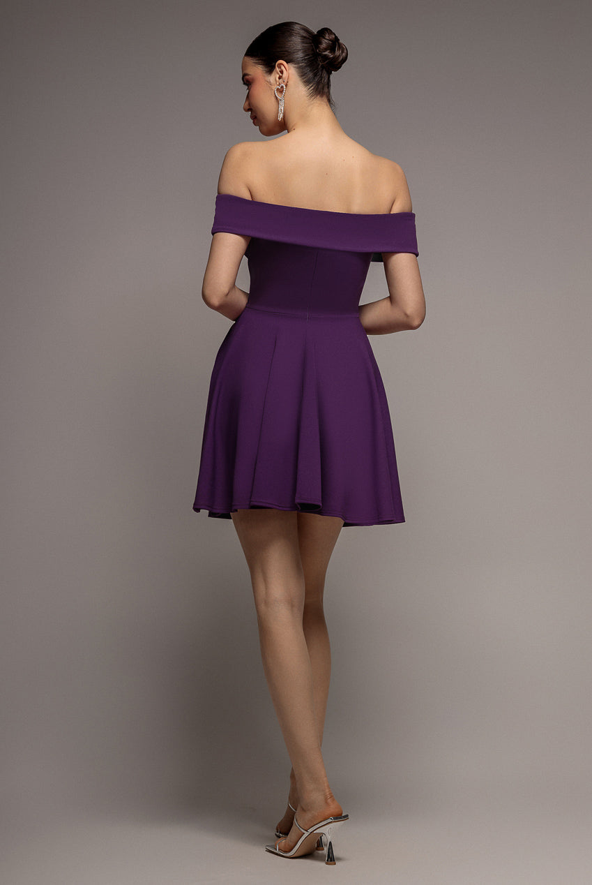 Bardot Scuba Crepe Skater Mini Dress - Purple DR2575A