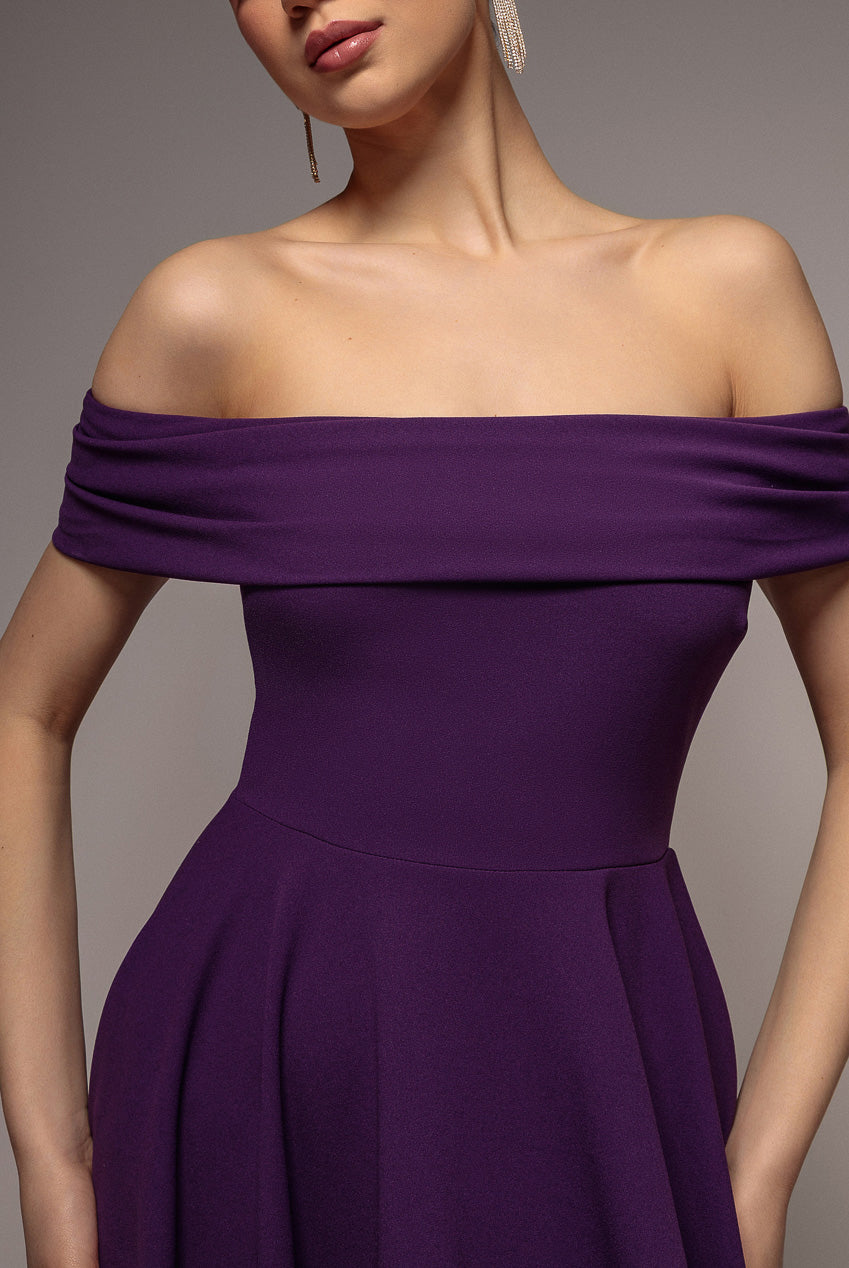 Bardot Scuba Crepe Skater Mini Dress - Purple DR2575A