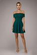 Strapless Crepe Skater Mini Dress - Emerald Green by Goddiva