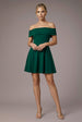 Strapless Crepe Skater Mini Dress - Emerald Green by Goddiva