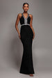 Diamante Cross Back Maxi Dress - Black by Goddiva