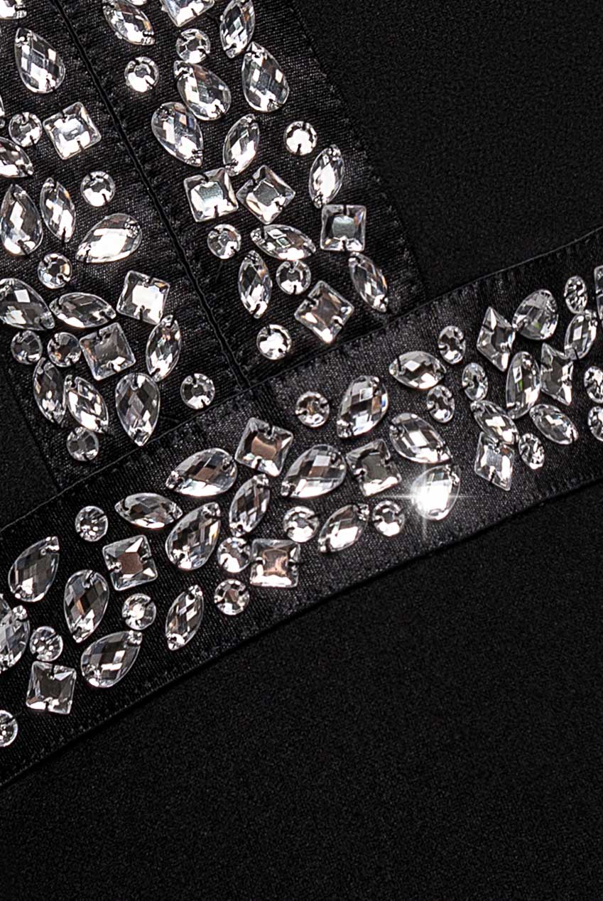 Diamante Cross Back Maxi Dress - Black DR2634QZ