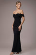 Chiffon Off The Shoulder Cowl Neck Maxi Dress - Black by Goddiva