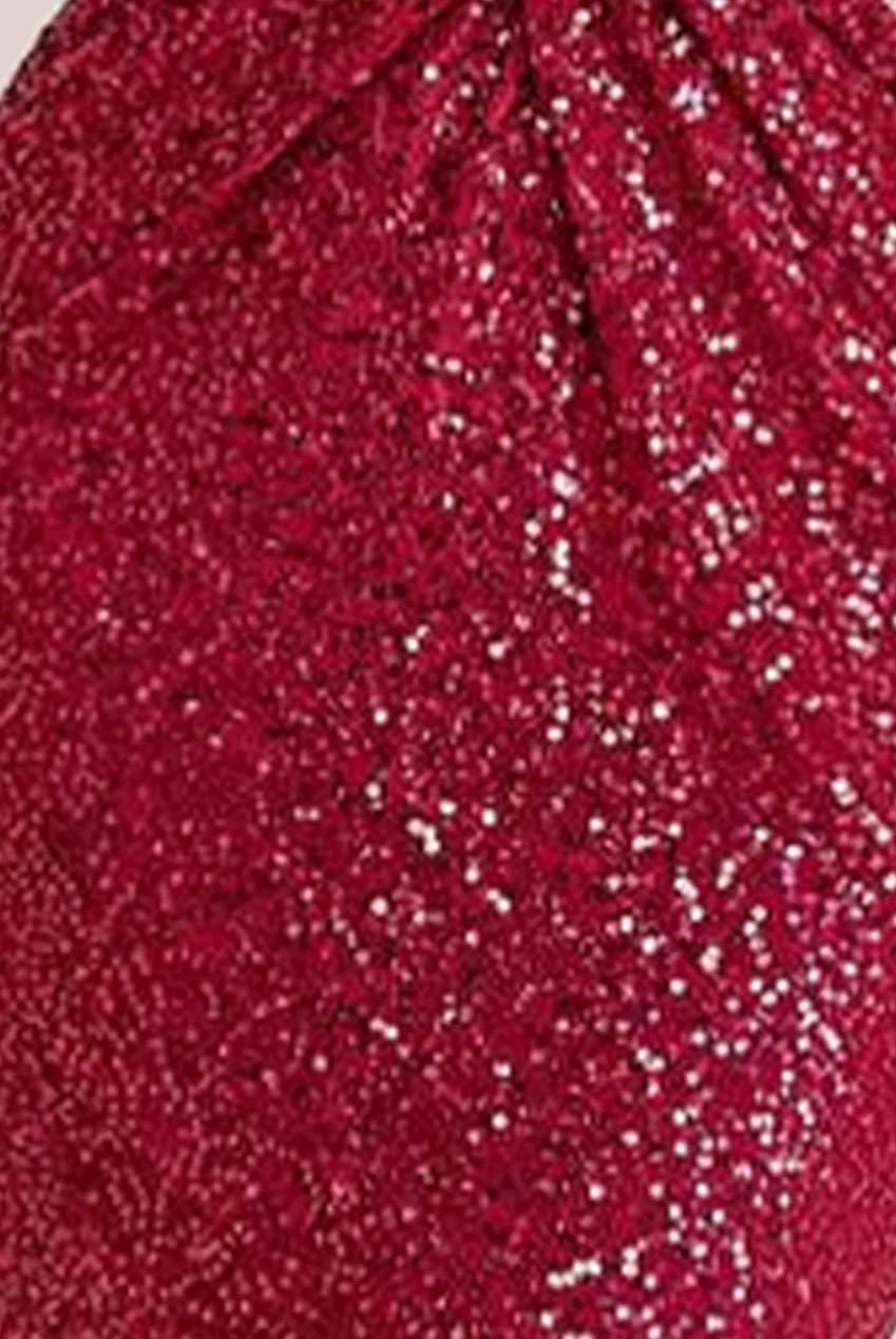 Twisted Front Sequin Maxi - Burgundy DR2723