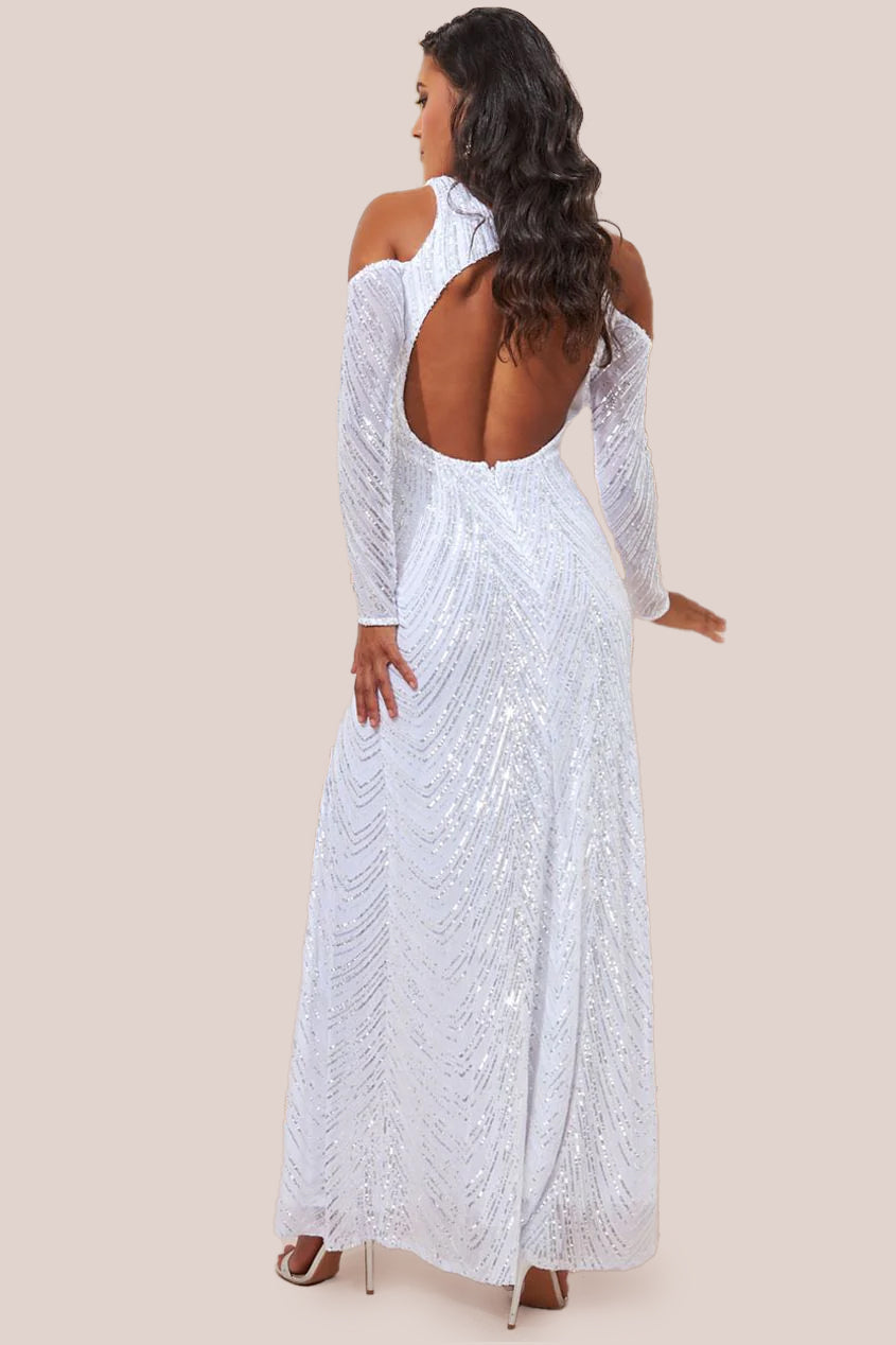 Cold Shouldress Maxi Dress - White DR2768