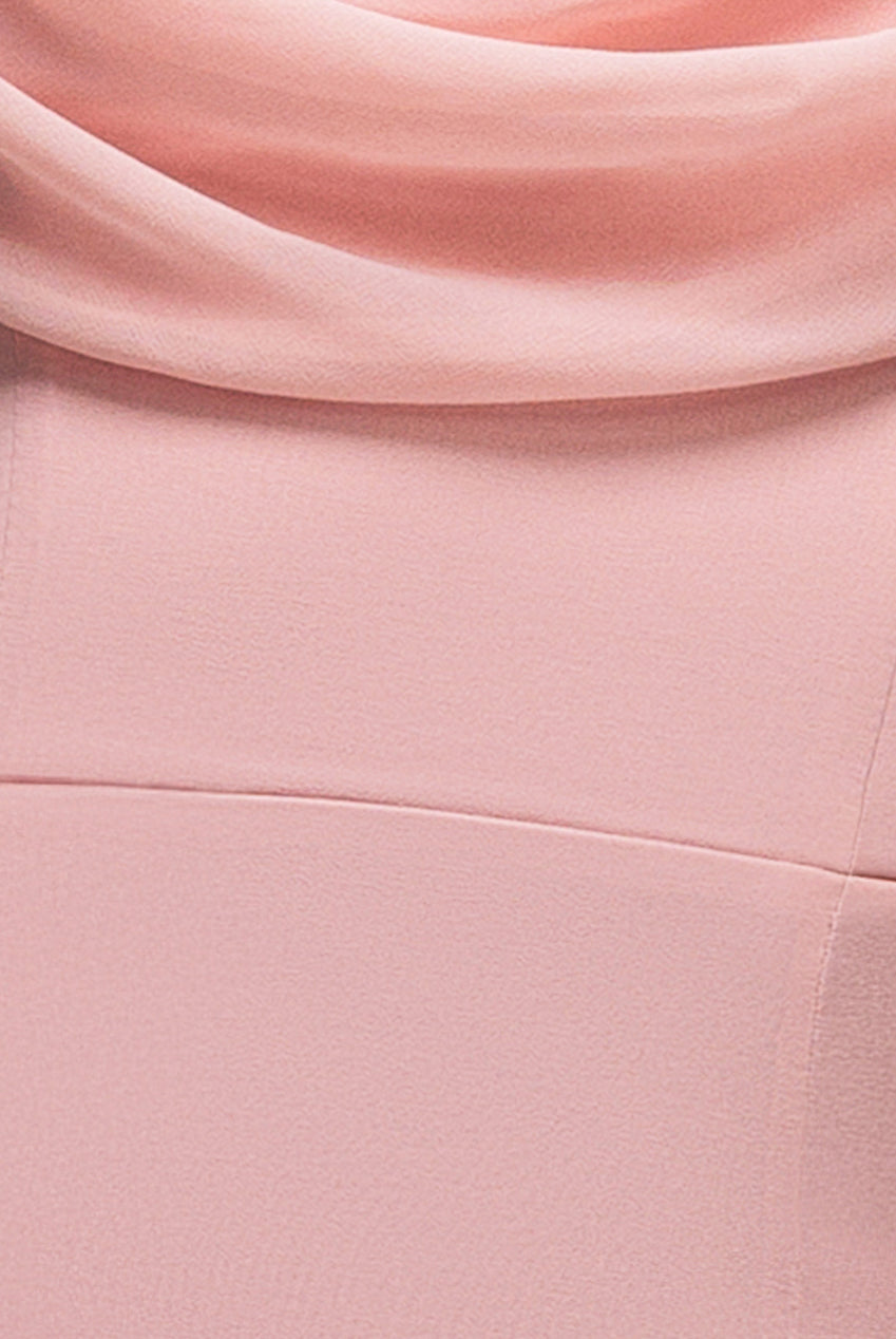 Chiffon Bardot Cowl Neck Maxi Dress - Blush Pink DR2781A