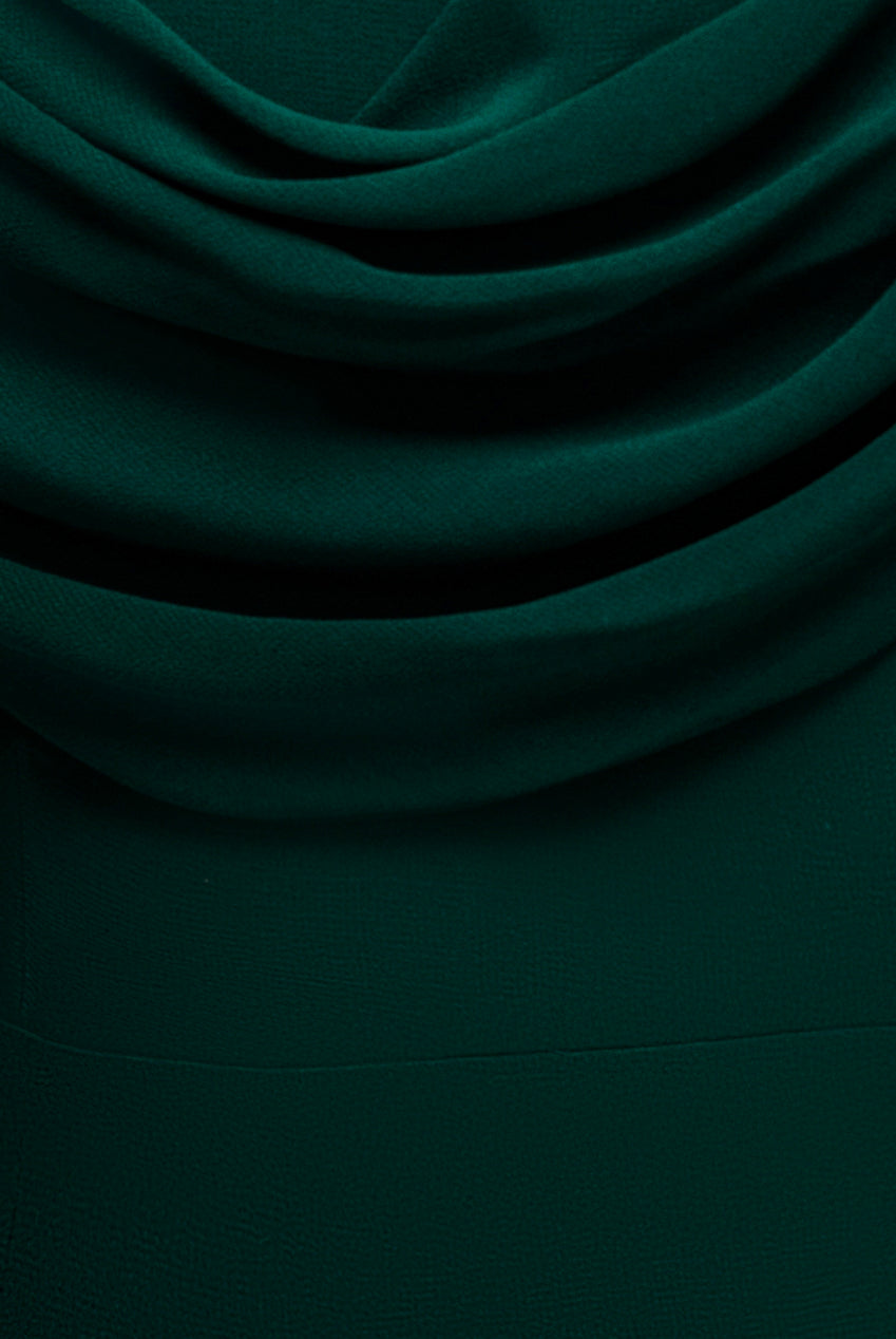 Chiffon Bardot Cowl Neck Maxi Dress - Emerald Green DR2781A