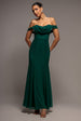Chiffon Bardot Cowl Neck Maxi Dress - Green by Goddiva