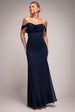 Chiffon Bardot Cowl Neck Maxi Dress - Navy by Goddiva