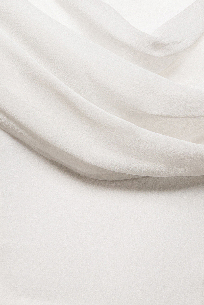 Chiffon Bardot Cowl Neck Maxi Dress - White DR2781A
