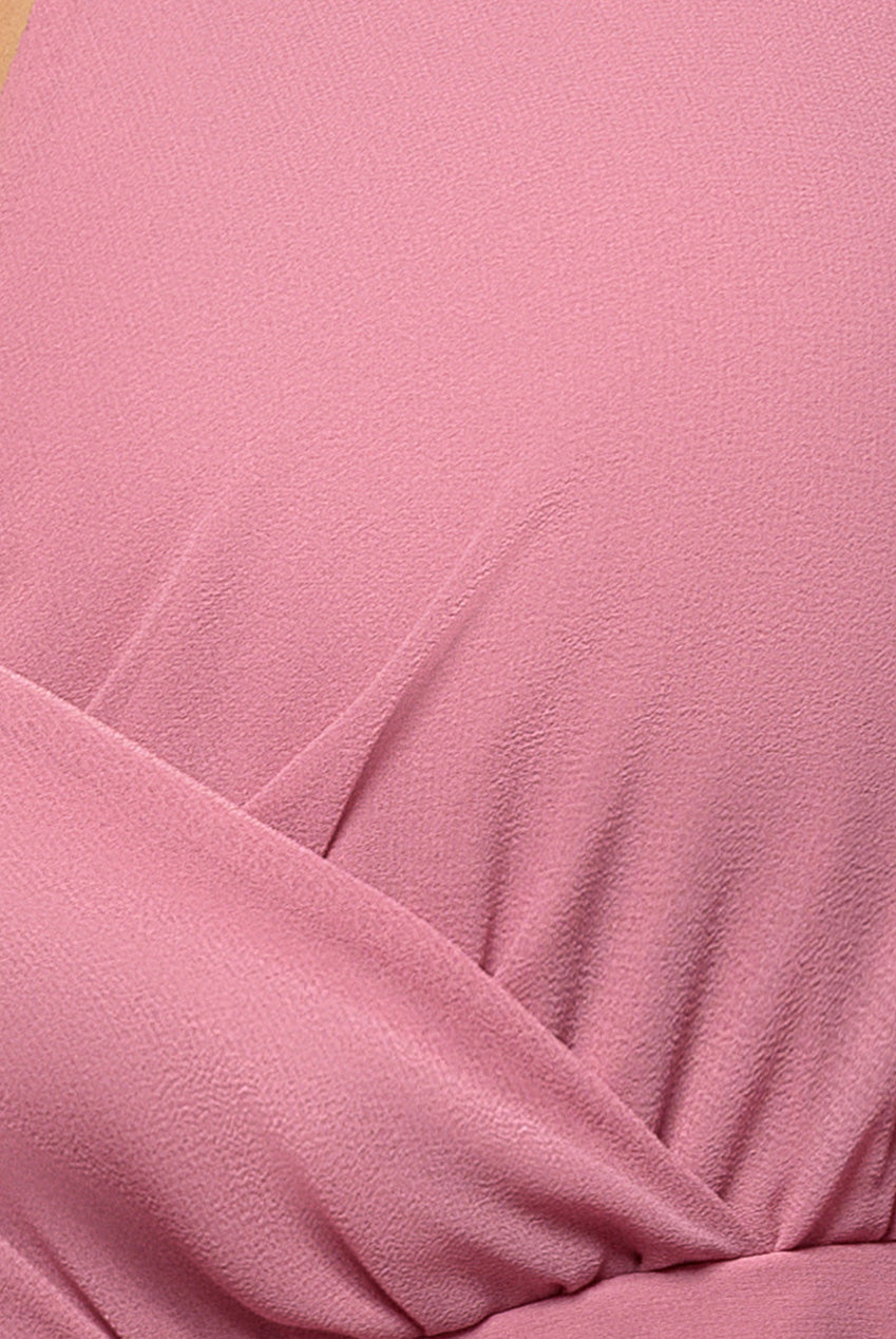 Wrap Back With Front Slit Chiffon Maxi Dress - Dusty Pink DR2800P