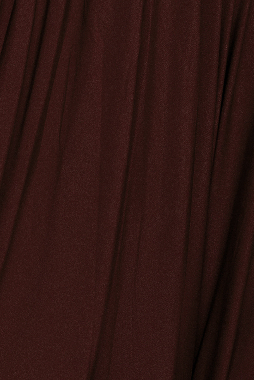 Gathered Bardot Maxi Dress With Front Split - Dark Brown DR2873