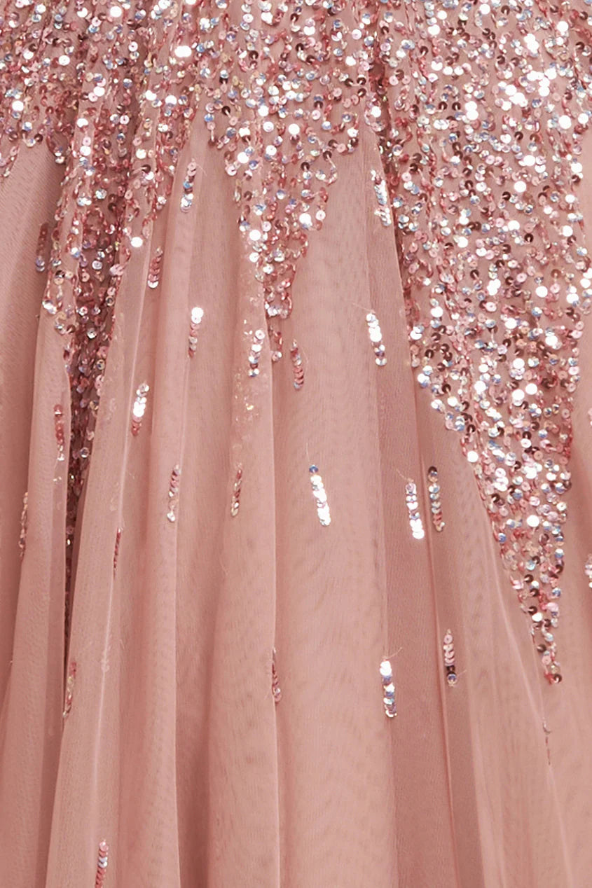 Sequin A-line Maxi Dress Glinda-Inspired Halloween Costume - Blush Pink DR2882-HAL