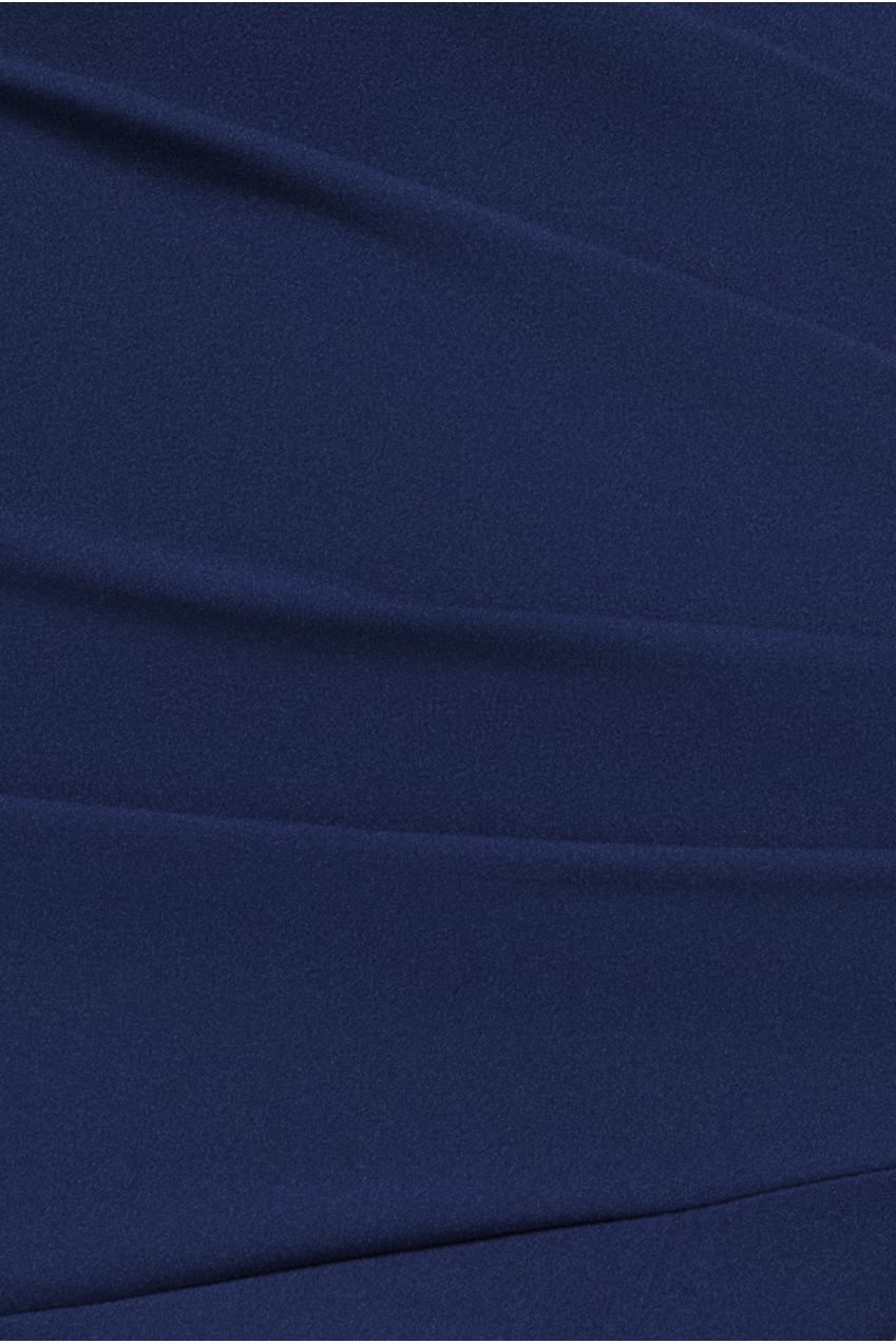 Scuba Crepe Off Shoulder Front Split Maxi Dress - Navy Blue DR2930SC