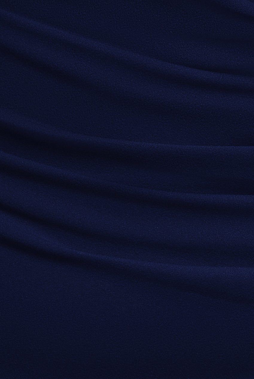 Scuba Crepe Off Shoulder Front Split Maxi Dress - Navy Blue DR2930PLUS