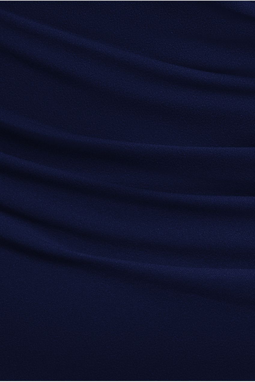 Scuba Crepe Off Shoulder Front Split Maxi Dress - Navy Blue DR2930PLUS