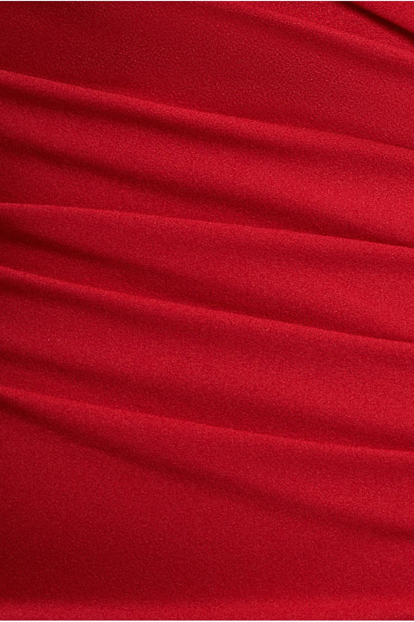 Scuba Crepe Off Shoulder Front Split Maxi Dress - Red DR2930PLUS