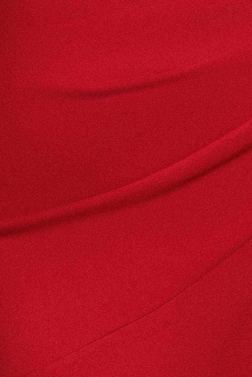 Scuba Crepe Off Shoulder Front Split Maxi Dress - Red DR2930SC