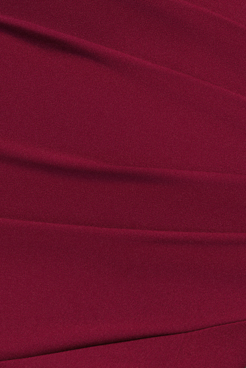 Scuba Crepe Off Shoulder Front Split Maxi Dress - Wine DR2930