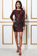 Boat Neck Full Sleeve Sequin Midi Dress - Red by Goddiva