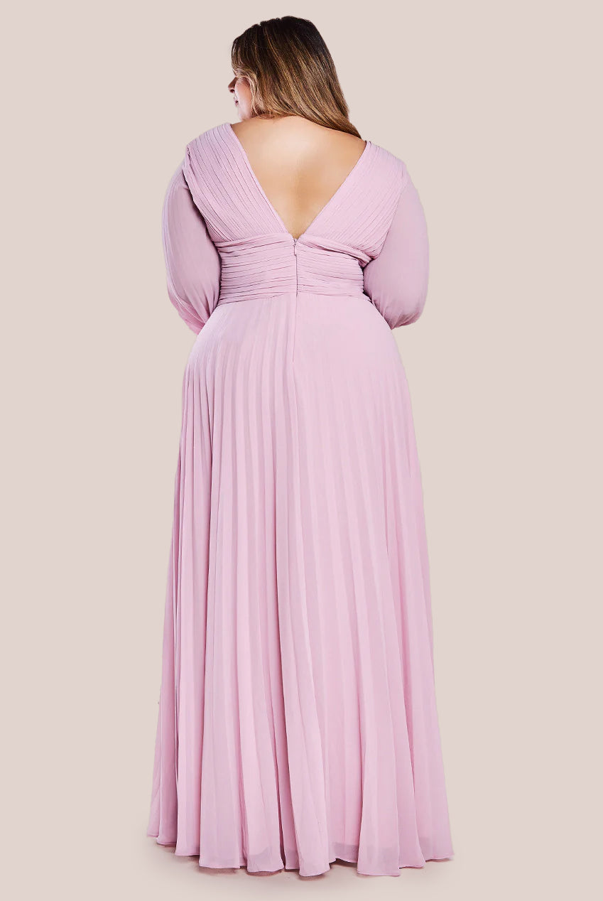 Balloon Sleeve Chiffon Maxi Dress - Pink DR3041PQZ