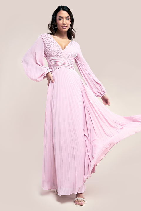 Pink long sleeve party dress best sale