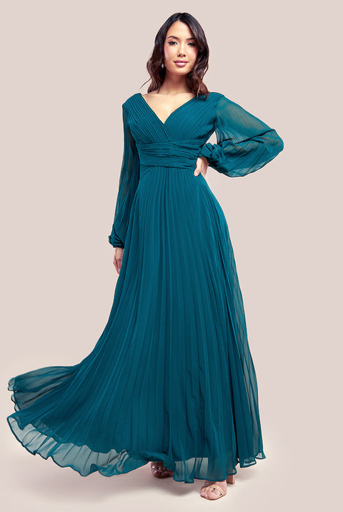 Emerald chiffon dress best sale